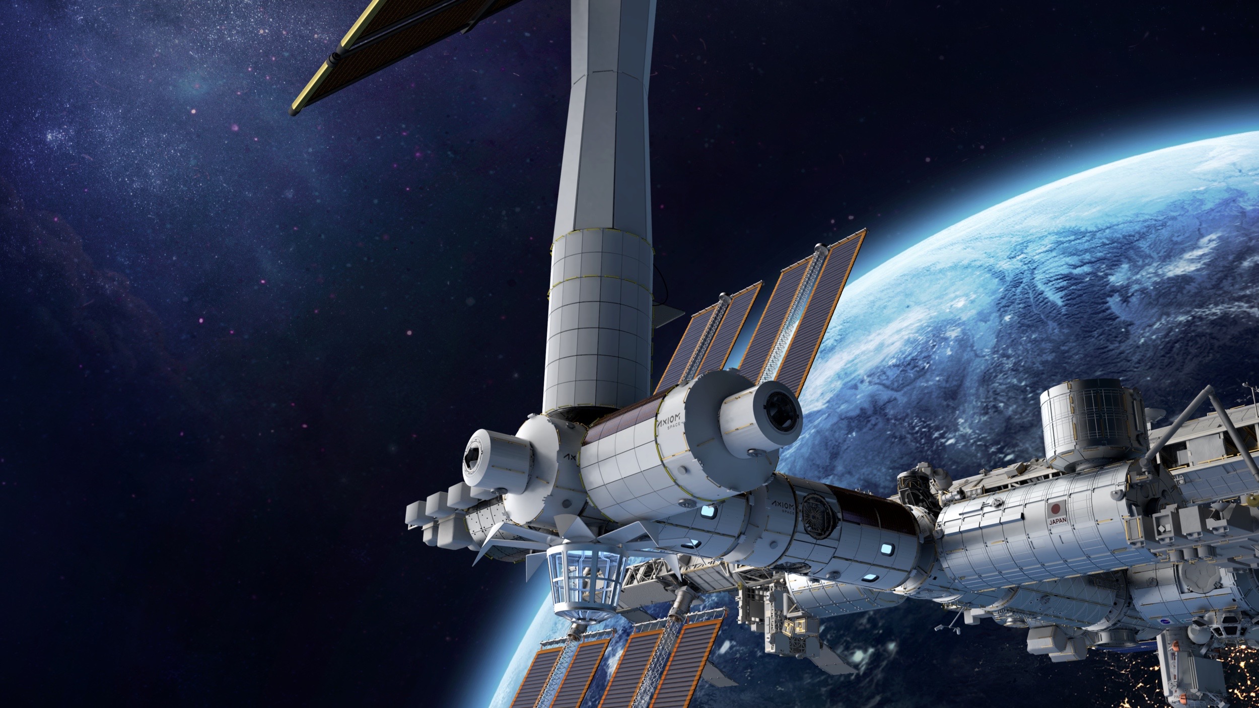 Ilustración de un artista de la estación espacial que Axiom Space, con sede en Houston, planea construir en la órbita terrestre.