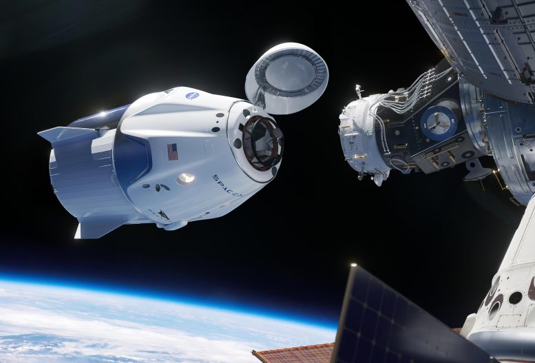 La nave espacial Crew Dragon de SpaceX se acerca a la Estación Espacial Internacional