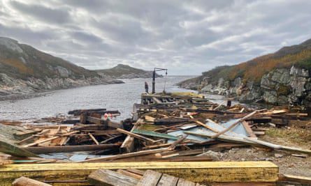 Daños causados ​​por el huracán Fiona en Fox Rust Margaery, Newfoundland.