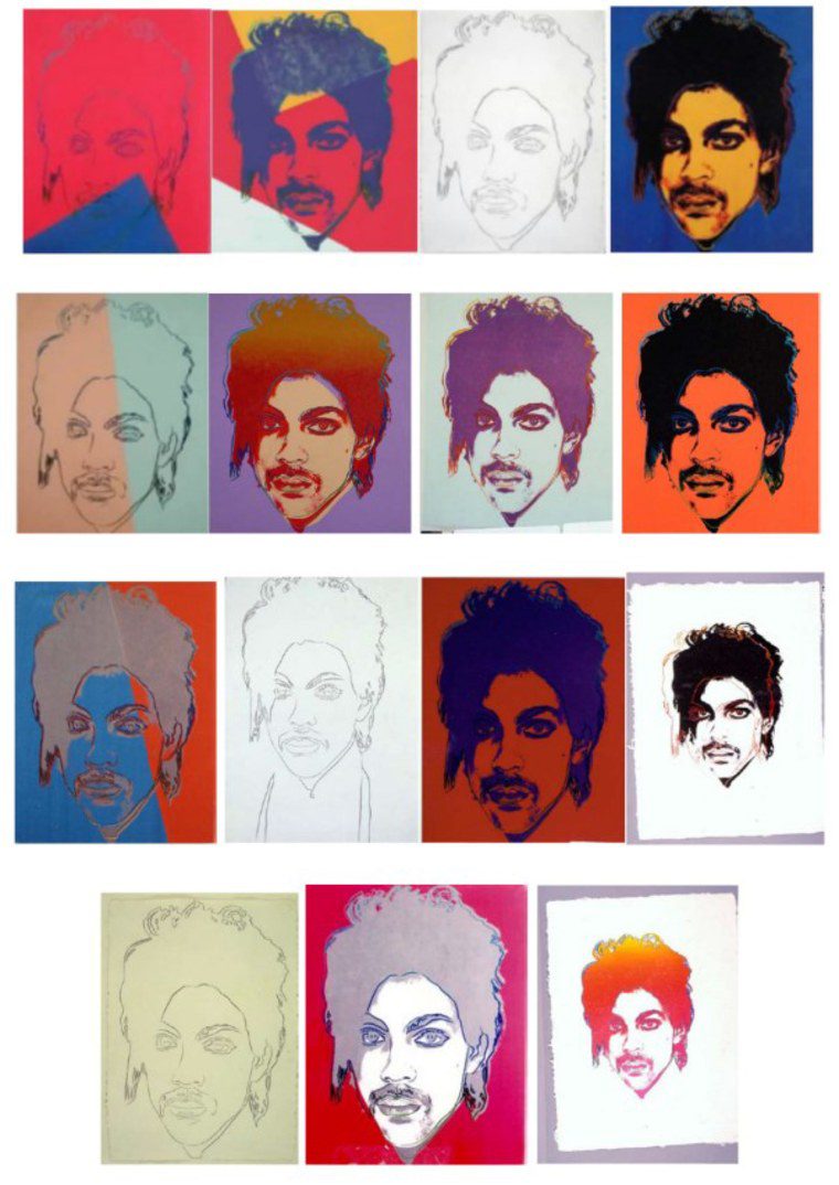 Imágenes de la serie de Andy Warhol sobre el músico Prince.