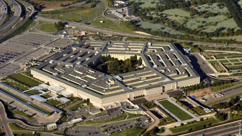 El Pentágono de EE. UU. en un edificio en Washington, DC, con una vista aérea desde arriba