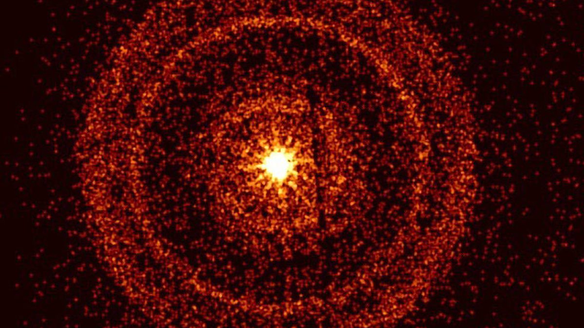 Anillos de polvo cósmico fueron encendidos por la explosión cósmica más enérgica jamás observada.